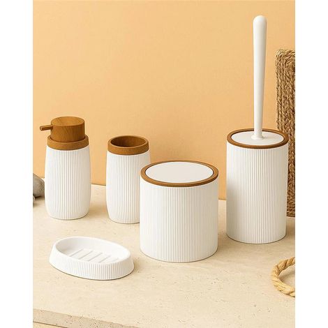 Exagonshop Set accessori bagno bianco 5pz London