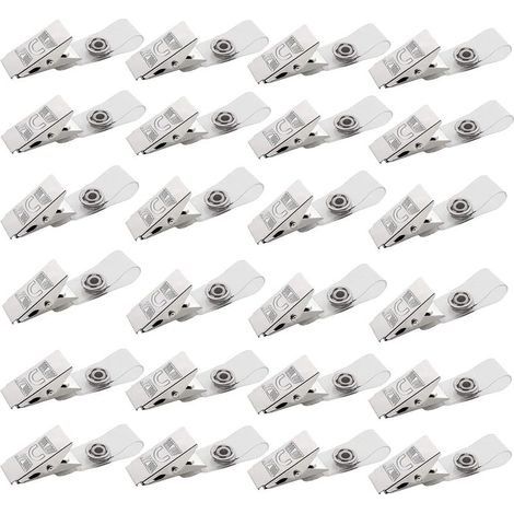 Clips de Badge en métal de 50 pièces, Clips de Badge en métal avec Sangles en PVC Transparent pour Cartes d'identité et Porte-Badges, étiquettes de nom, Badges de Travail (1/5)