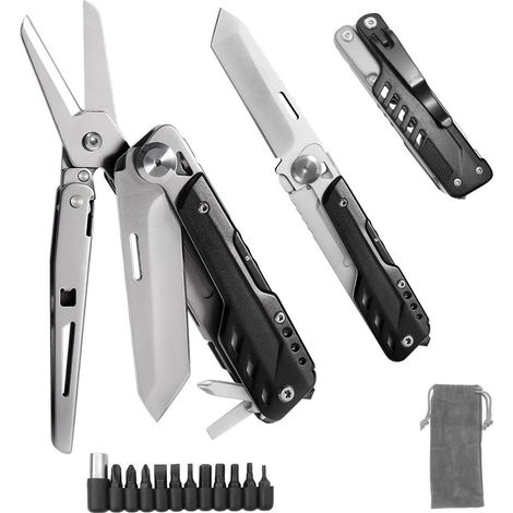 Multitool 5-in-1 Edelstahl mit Schere, Schraubendrehern und Tasche
