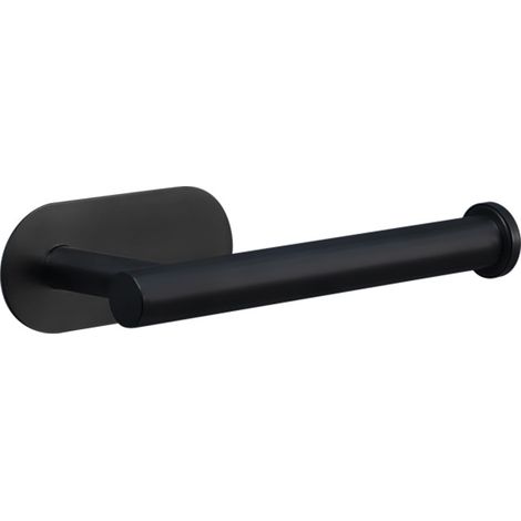 Porte-papier hygiénique moderne en acier inoxydable pour rouleau de papier rond à moitié ouvert, noir (1/5)