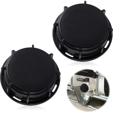 2 Pièces IBC S60 Bouchon Cuve, Raccord Adaptateur pour Cuve 1000 litres Filetage Intérieur Plastique Raccords Robinet Tuyau Compatible avec Diverses Cuves, Noir (1/5)