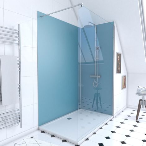 Pack Ducha 90x120 - Paneles Murales Azul/Cromato + Plato + Mampara 6 mm (1/4)