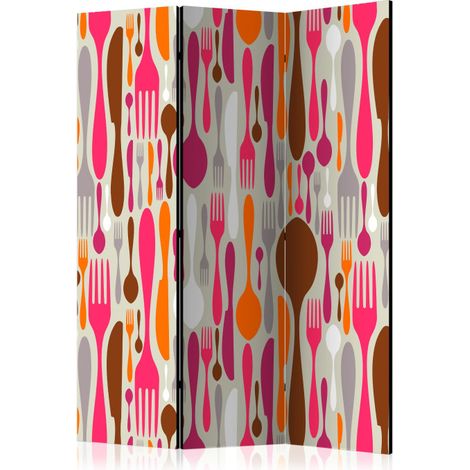 Paravent 3 Volets "Cutlery Pink & Violet" 135x172cm (1/2)