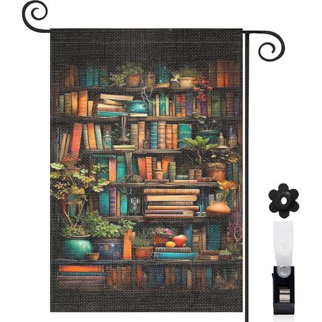 Drapeau de jardin Bienvenue en lin lavable 45 x 30 cm double face décoration extérieure (1/5)