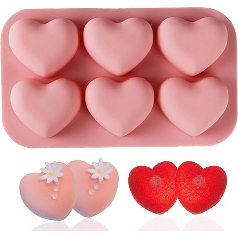 Moule silicone cœur gâteau chocolat cuisson rose (1/5)