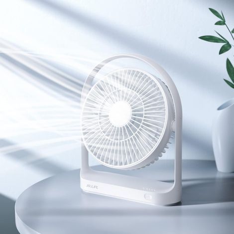 Portable Quiet Battery Operated Desk Fan, 4 Speeds, 15 Hours Battery Life, 4000 mAh USB Rechargeable for Bedroom/Travel - White (1/5)