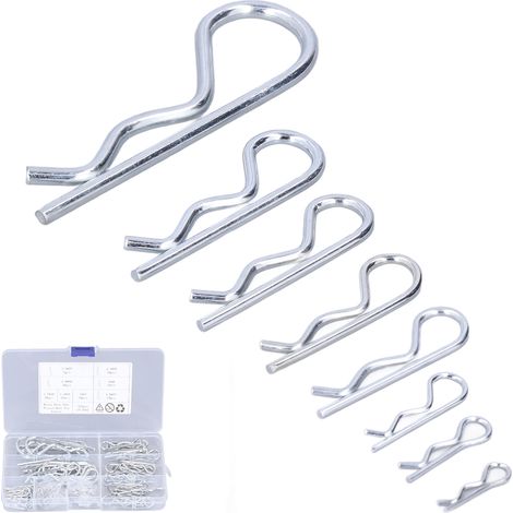 125 épingles à cheveux fendues de type R et B, assortiment de 8 tailles en acier inoxydable, boîte transparente (1/5)