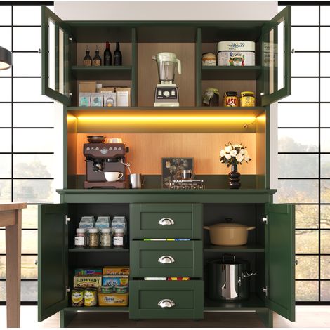 meuble rangement cuisine 120x40x179 cm vert retro LED OKMYHOME (1/5)