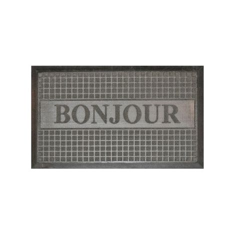 Tapis d'entrée rectangle - 40 x 75 cm - Bonjour- Gris - Livraison gratuite (1/3)