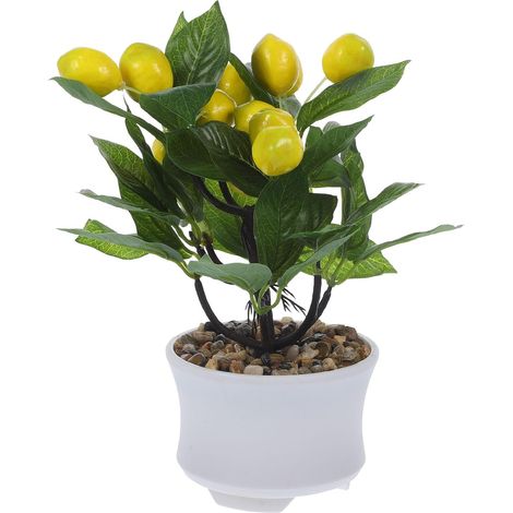 Bonsaï de Faux Citronnier en Plastique et Écume, sans Entretien, Facile à Nettoyer, Décoration pour Cafés et Salons, Plante Artificielle Réaliste Maison (1/5)