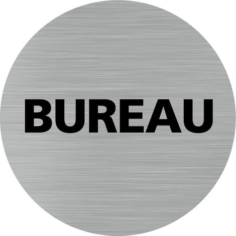 Pictogramme BUREAU (Q0191).- Adhésif aspect aluminium brossé - Diamètre 76 mm (1/5)