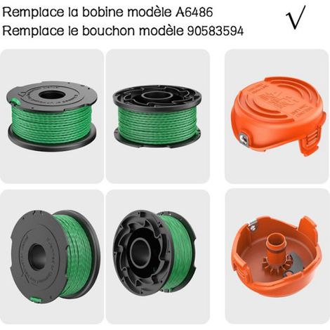 1PC bobines de fil vert pour débroussailleuse Black & Decker GL7033 GL8033 GL9035 A6482 (1 Bobine de fil+1 Couvercle de Bobine) (1/3)