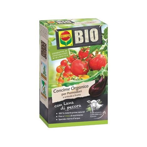 Engrais organique pour tomates – 750g – Nutrition prolongée avec laine de mouton – COMPO BIO – Idéal pour les jardins domestiques