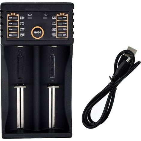 USB Chargeur de Batterie,2 Emplacements Chargeur lii-202 18650 26650 16340 14500 Chargeur de Batterielii-202 18650 26650 16340 14500 A AA AAA AAAA C Batterie (1/4)