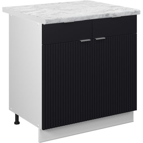 Mobiletto base per cucina Fame-Line, Nero rigato, 80 cm , PL Marmo, Vicco