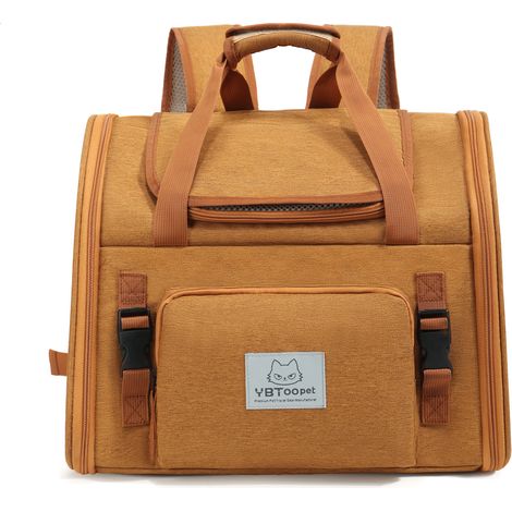 Sac à dos de transport pour chat extensible et pliable, sac de transport grand espace en tissu Oxford, sac à dos multi-usages main/épaule pour chat et petit chien, support pour valise à roulettes (1/5)