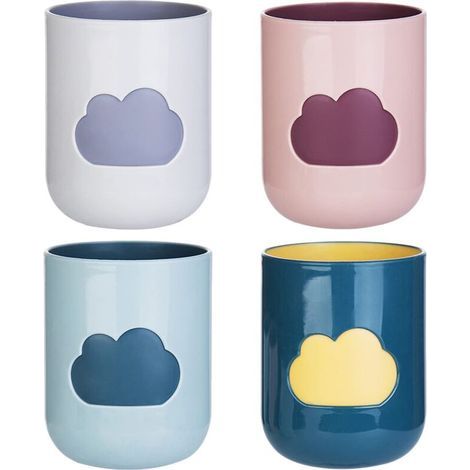 4 PCS Gobelet Brosse à Dents Gobelet Rince-bouche Gobelet de Voyage Gobelet de Bain de Bouche Conception de Modèle de Nuage pour les Pique-Niques, l'Extérieur et les Fêtes de Famille (4 Couleurs) (1/5)