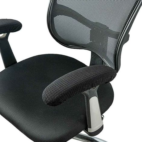 Housses de chaise, housses d'accoudoirs élastiques pour chaises de bureau, coussins de chaise moelleux - noirs (1/4)