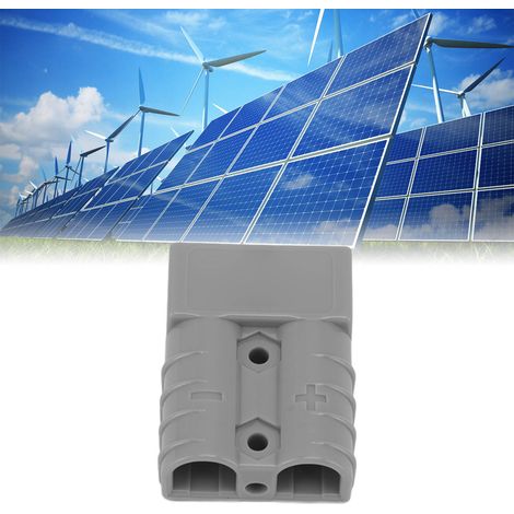 Connecteur 50A 600V Double Polaire, connecteur d'alimentation haute intensité avec prise pour panneau solaire et système de batterie double, ABS Gris, compact 5x3.5x1.5cm, assortiment inclus (1/5)