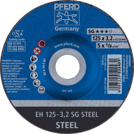 PFERD TOOLS Trennscheibe EH 125x3,2x22,23 mm gekröpft Leistungslinie SG STEEL für Stahl 25 Stk (1/4)