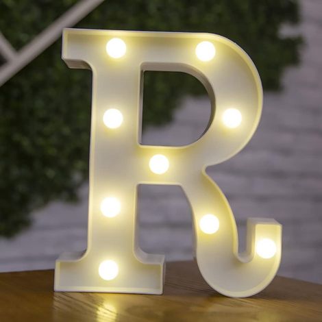 Lettre Allume la Forme de Symbole de LED, Lampes de Table de chapiteau en Plastique d'alphabet, fête de Mariage d'anniversaire Tous Les Jours à la Maison tenture Murale Decor-R (1/5)