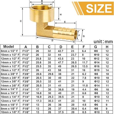 Brass Fluted Fittings 14mm x 3/8" to 90 Degree Female Pipe Fitting Fluted Fitting Thread Adapter for Water, Oil, Air (Gold) (1/3)
