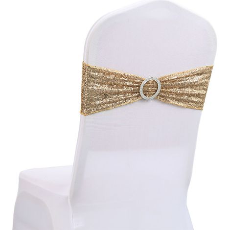 Lot de 10 nœuds de chaise à paillettes décoratives pour décoration de chaises de mariage romantique ou de maison..