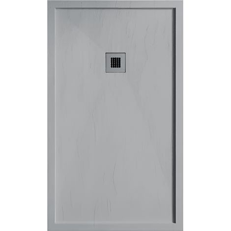 Plato de ducha resina SARIN gris  80x100 cm rejilla acero inox.