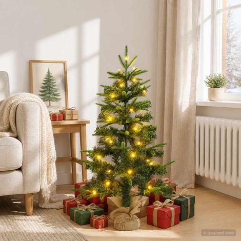 vidaXL Mini Árbol de Navidad 90 cm 50 LED Blanco Cálido PVC y PE Verde (1/5)