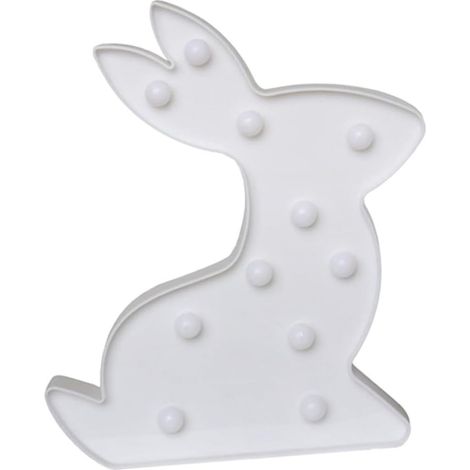 Veilleuse LED Lumière Douce Lapin Créative en Plastique Blanc Ip44 Lampe Néon de Table Décorative pour Fête et Anniversaire (1/5)
