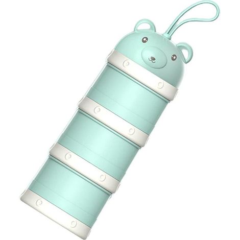 Réservoir de stockage de lait en poudre pour nourrissons portable à 3 couches (ours vert)