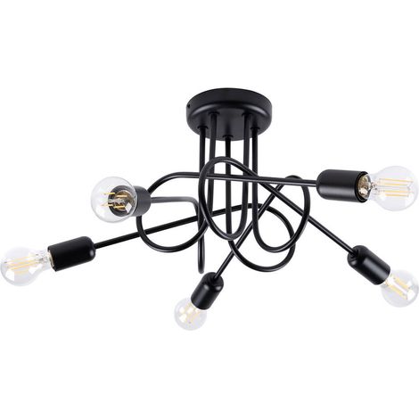 Industrielle fünfflammige Deckenleuchte schwarz LOOP 5xE27 15W SL.1435 Sollux Lighting (1/5)
