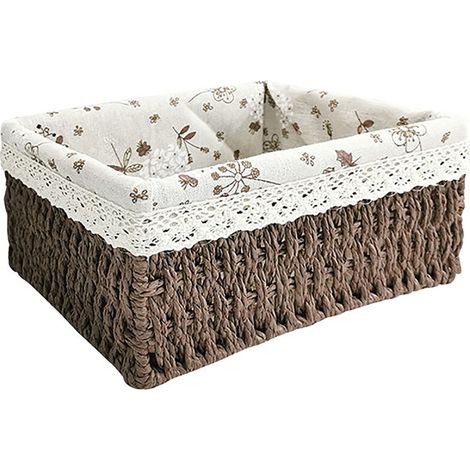 Paniers de rangement tressés à la main, paniers en osier, utilisés pour organiser les étagères, boîtes de rangement décoratives tressées pour la maison, marron.