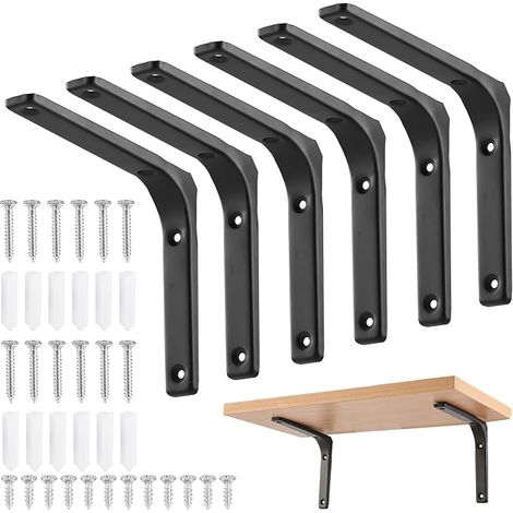 6 x support de support mural en métal - support de fixation de support mural robuste, support de support mural facile à installer, support de fixation durable, design moderne (1/5)
