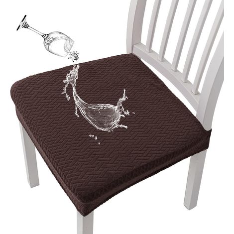 Wasserdichte Stuhlbezüge Jacquard Diamant für Esszimmer, 4er Set, Kaffee (1/5)