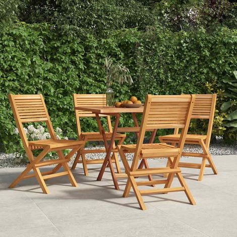 Lot de 4 chaises de jardin pliantes en bois de teck massif pour extérieur 47x62x90 cm - PANGIVO (1/5)