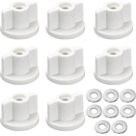 Fixations pour abattant de WC - Universel - 8 pièces - Plastique robuste - Acier inoxydable - Vis M6 (1/4)