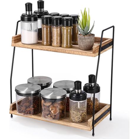 Étagère à épices, Étagère de rangement à 2 Niveaux, Coin Cafe Rangement, Organisateur Plan de Travail, Etagere Rangement pour Cuisine, Salle à manger, Bureau (1/5)