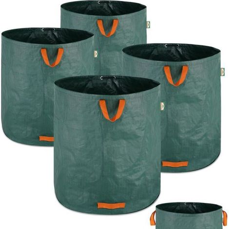 Lot de 4 Sacs de Jardin 500L - Robustes et Hydrofuges - Capacité de Charge 50kg - Vert (1/4)