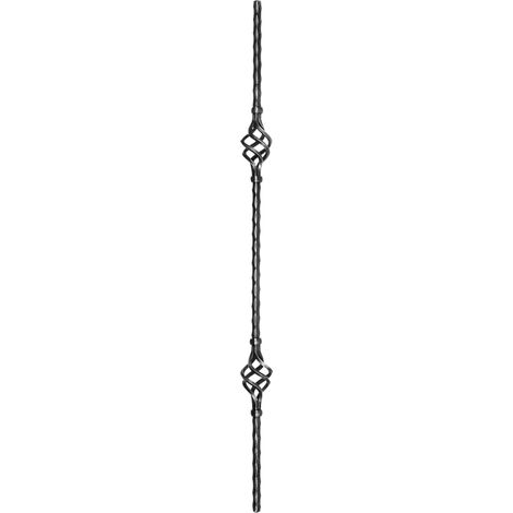 Deco Fer Forge – Barreau martelé double vrilles 950mm – Fer forgé à souder – Base carrée 14mm – Élément décoratif en ferronnerie (1/5)
