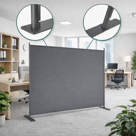 Paravent monobloc grand format 180x180 cm gris autoportant écran séparation