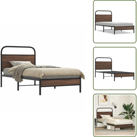 vidaXL Bettgestell ohne Matratze 90x200 cm Braun Eichen-Optik (1/5)