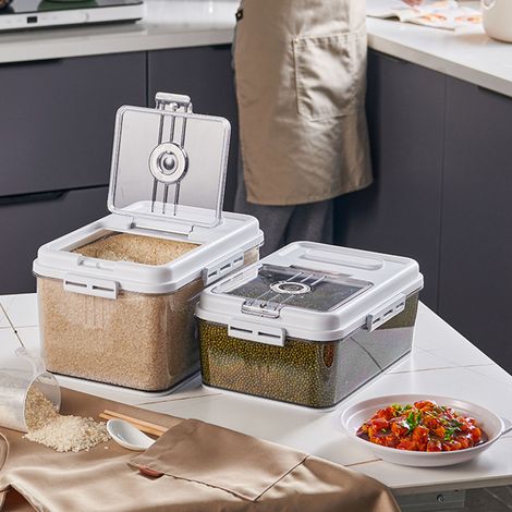 Récipient de stockage du riz, boîte à riz domestique, étanche aux insectes et à l'humidité, boîte de stockage du riz hermétique, boîte à riz, récipient de stockage de farine et d'aliments. (1/5)
