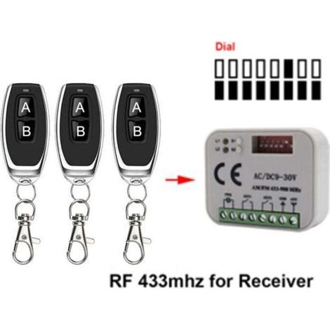 pair Récepteur Porte de Garage 433 868MHz Fréquence 300-900MHz Alimentation AC/DC 9-30V avec Télécommande