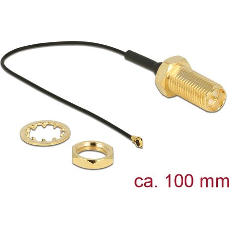 Hf rp-sma buchse zum einbau  mhf iv/hsc mxhp32 kompatibler stecker 100 mm 0,81 delock