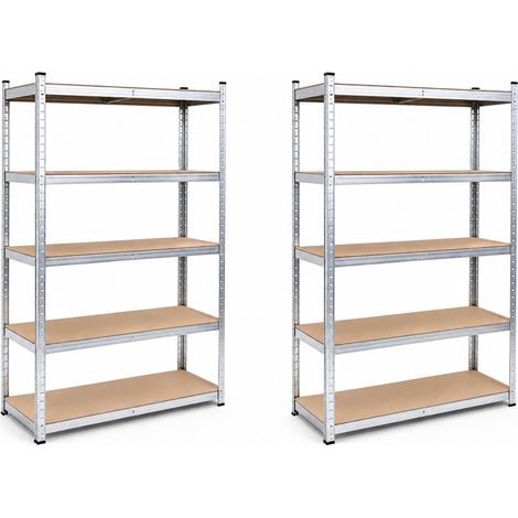 Set da 2 scaffali metallici zincati 180x90x40 cm con 5 ripiani rinforzati Default Title (1/5)
