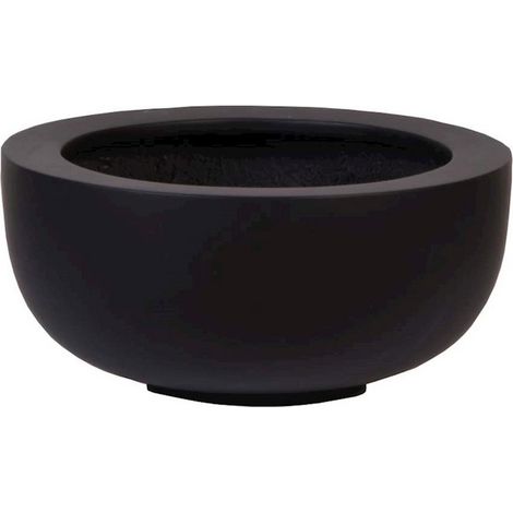 Lot de 2 Jardinières S Noir Ø33 x H15 cm, Pots de Fleurs Faits Main Résistants UV et Gel - PANGIVO (1/2)