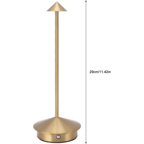 Lampe de table sans fil en fer rechargeable, lampe de chevet avec 3 températures de couleur réglables, idéale pour la maison, la chambre d'étudiant ou le bureau (dorée). (1/5)