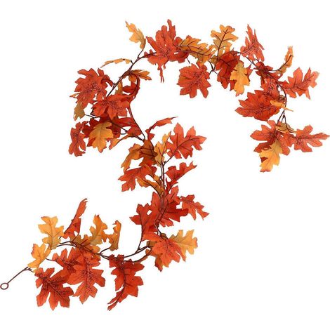 Guirlande de fleurs en soie et feuilles d'érable pour décoration de Noël (2 pièces, couleur orange) (1/5)