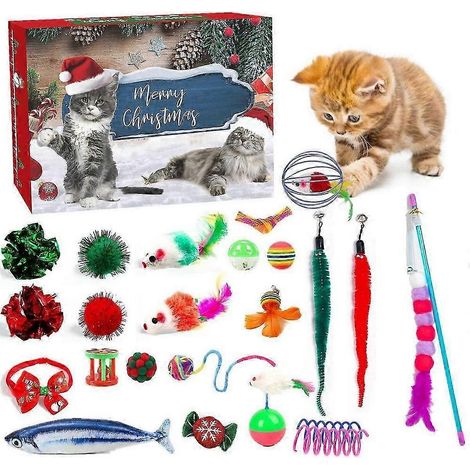 Calendrier de l'Avent Chat Noël 2025 avec 24 jouets interactifs pour un compte à rebours quotidien (1/5)